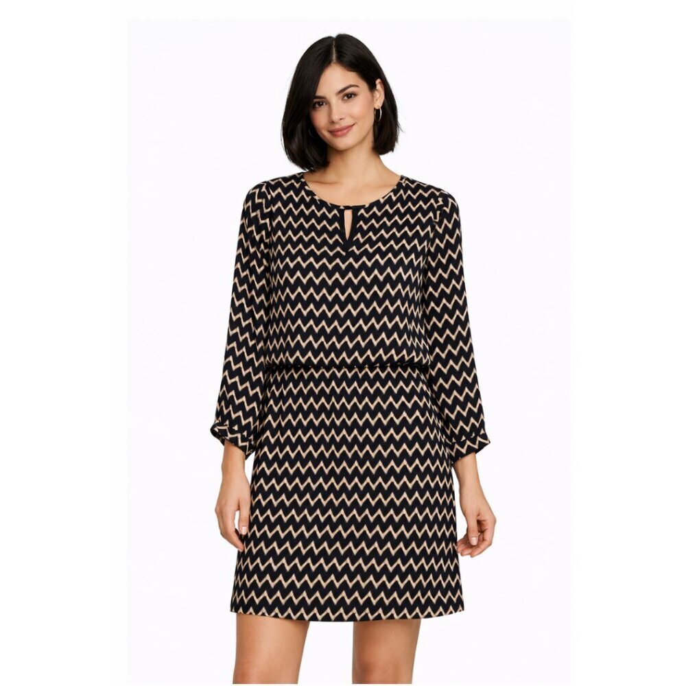 IN WEAR Women’s Black & Tan Geometric Dress – Size 8
